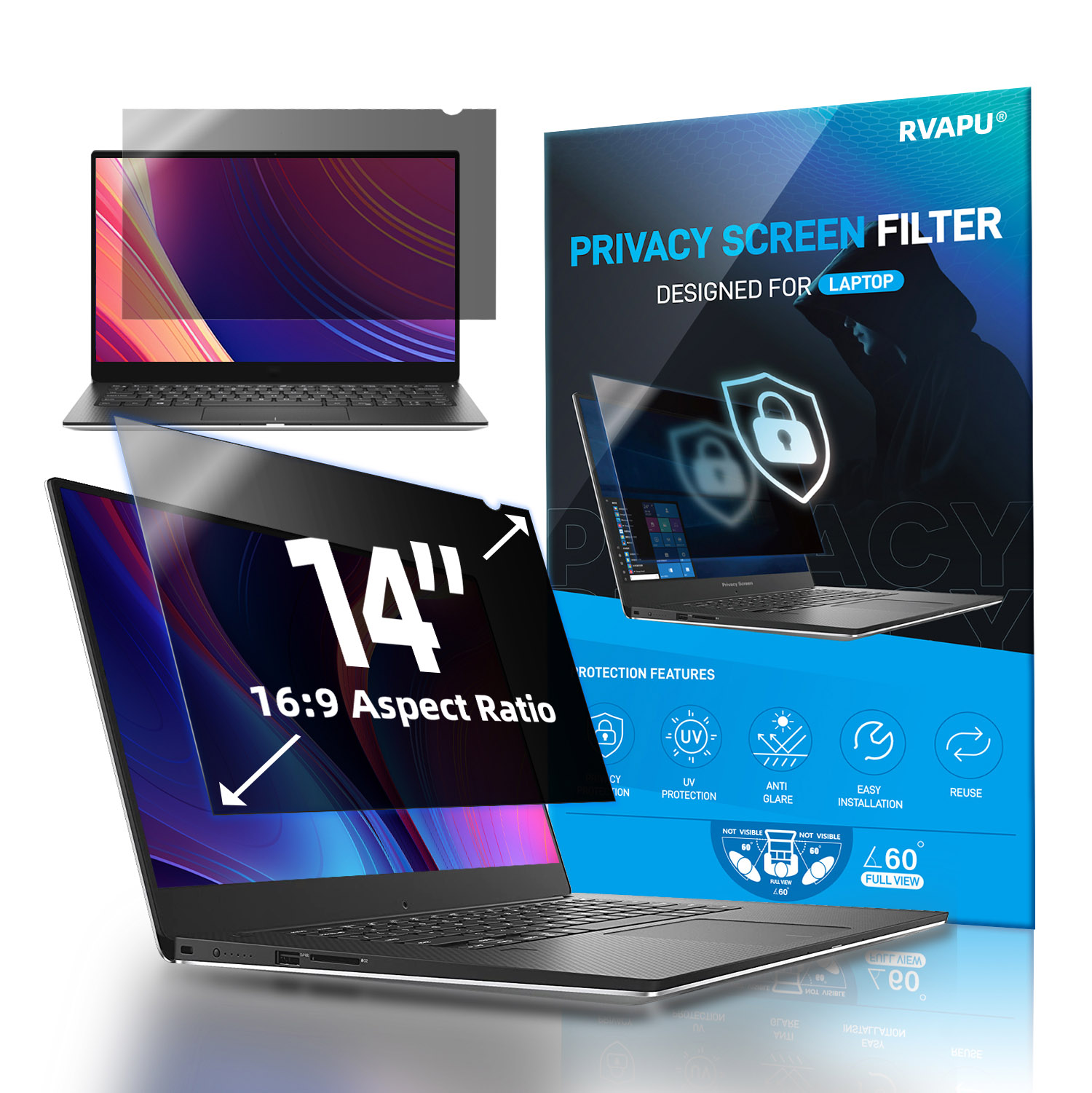 Privacy Screen Filter - Do laptopa 14-calowy wyjmowany ochraniacz ekranu